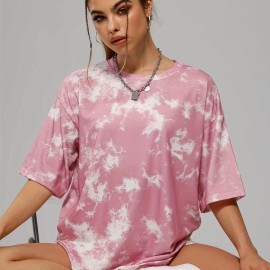 Fashion Tie Dye Simple T-shirts, Short Sleeve Crew Neck Casual Tee, Women's Tops