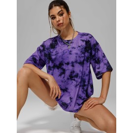 Women's Tie Dye Loose T-shirt for Yoga, Running, and Fitness - Comfortable Activewear Top