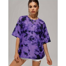 Women's Tie Dye Loose T-shirt for Yoga, Running, and Fitness - Comfortable Activewear Top