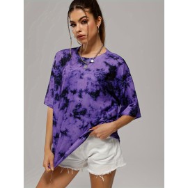 Women's Tie Dye Loose T-shirt for Yoga, Running, and Fitness - Comfortable Activewear Top