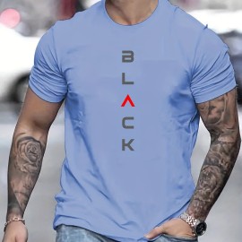 Men's Casual Black Print Tee Shirt - Short Sleeve Summer/Fall T-shirt