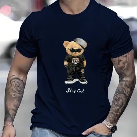 Cool Bear Print Men's Graphic T-shirt - Casual and Comfy Summer Tee