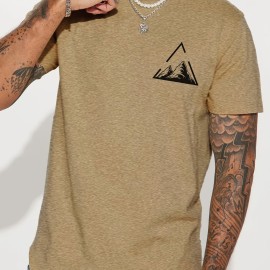 Stylish Mountain Triangular Frame Print Men's Graphic Tee - Summer Clothes