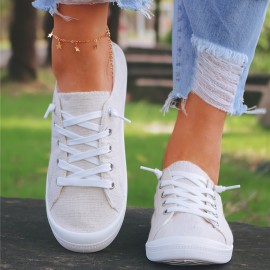 Lightweight Women's Canvas Sneakers with Slip-On and Lace-Up Design