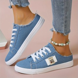 Women's Lightweight Denim Lace Up Sneakers for Casual Walking