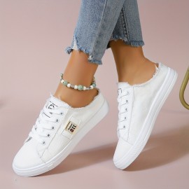 Women's Lightweight Denim Lace Up Sneakers for Casual Walking