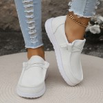 Women's Solid Color Casual Sneakers, Slip On Soft Sole Platform Low-top Shoes, Lightweight Non-slip Daily Shoes