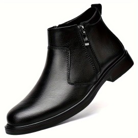 Men's Trendy Lace Up High Top Boots, Classic Riding Boots With Fleece