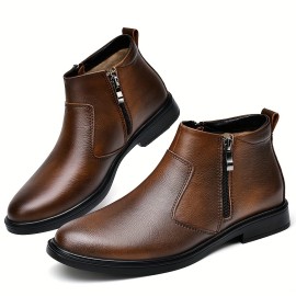 Men's Trendy Lace Up High Top Boots, Classic Riding Boots With Fleece