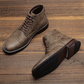 Vintage Moire Men's Ankle Boots - Comfortable, Breathable Lace-Up with Round-Toe for Trendy Outdoor Style, All-Season Wear