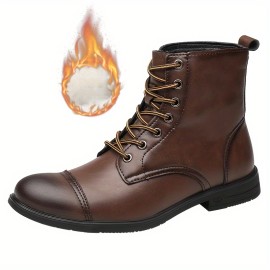 Men's High-top Dress Boots - Wear-resistant, Anti-skid Lace-up with Microfiber Leather Uppers