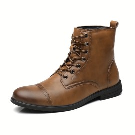 Men's High-top Dress Boots - Wear-resistant, Anti-skid Lace-up with Microfiber Leather Uppers