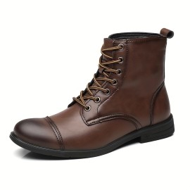 Men's High-top Dress Boots - Wear-resistant, Anti-skid Lace-up with Microfiber Leather Uppers