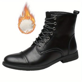 Men's High-top Dress Boots - Wear-resistant, Anti-skid Lace-up with Microfiber Leather Uppers