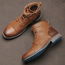 Men's Vintage High Top Ankle Derby Boots - Non-Slip, Wear-Resistant with Secure Lace-Up Fit for All-Season Style