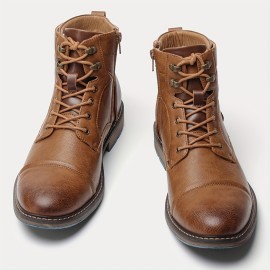 Men's Vintage High Top Ankle Derby Boots - Non-Slip, Wear-Resistant with Secure Lace-Up Fit for All-Season Style