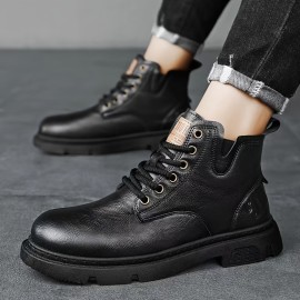 Men's Vintage All-Season Ankle Boots: Durable Leather Lace-Ups with Anti-Skid Sole