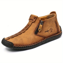 Men's High Top Zipper Boots - Casual Ankle Chukka Boots for Comfortable Work and Outdoor Walking