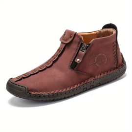 Men's High Top Zipper Boots - Casual Ankle Chukka Boots for Comfortable Work and Outdoor Walking