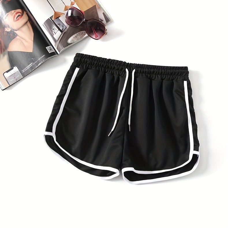 contrast binding casual sports shorts drawstring running loose shorts womens activewear details 4