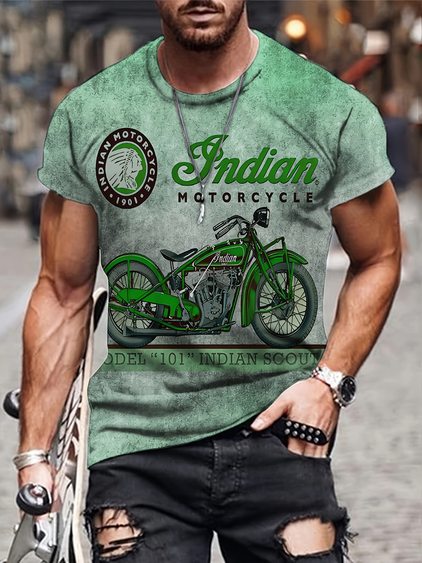 retro style motorcycle print mens graphic t shirt casual comfy tees for summer mens clothing details 15