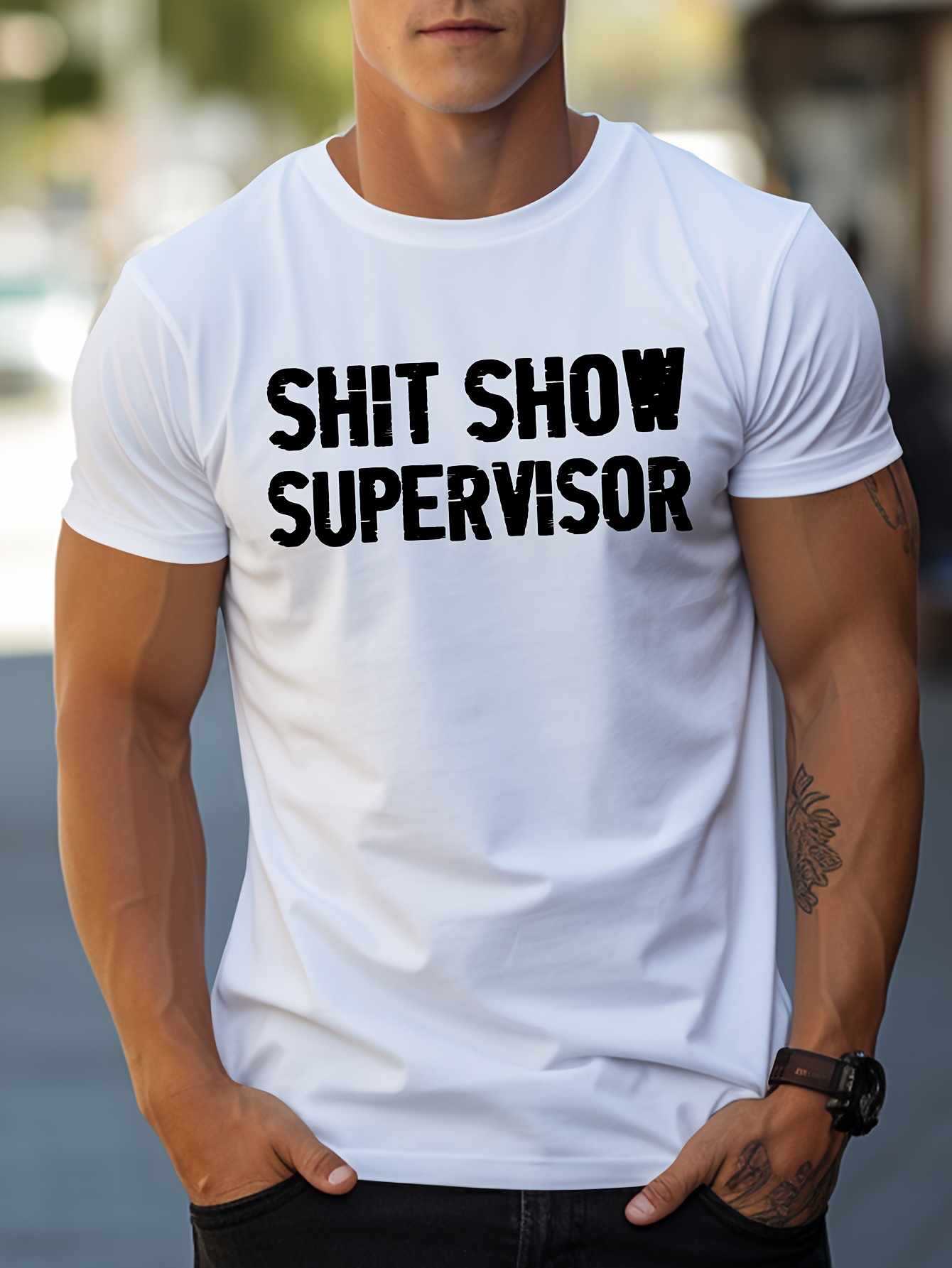 funny show supervisor print t shirt tees for men casual short sleeve t shirt for summer spring fall tops as gifts details 0