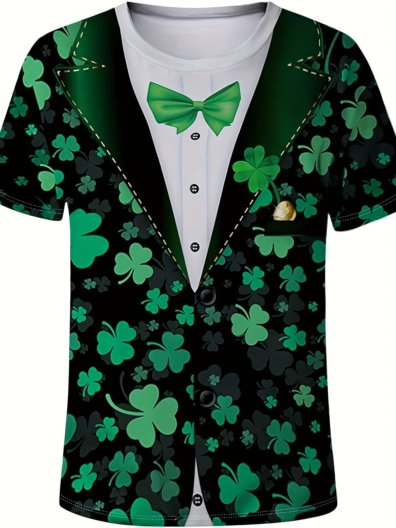 funny bowtie suit 3d graphic print mens creative short sleeve crew neck t shirt summer outdoor st patricks day t shirt details 6