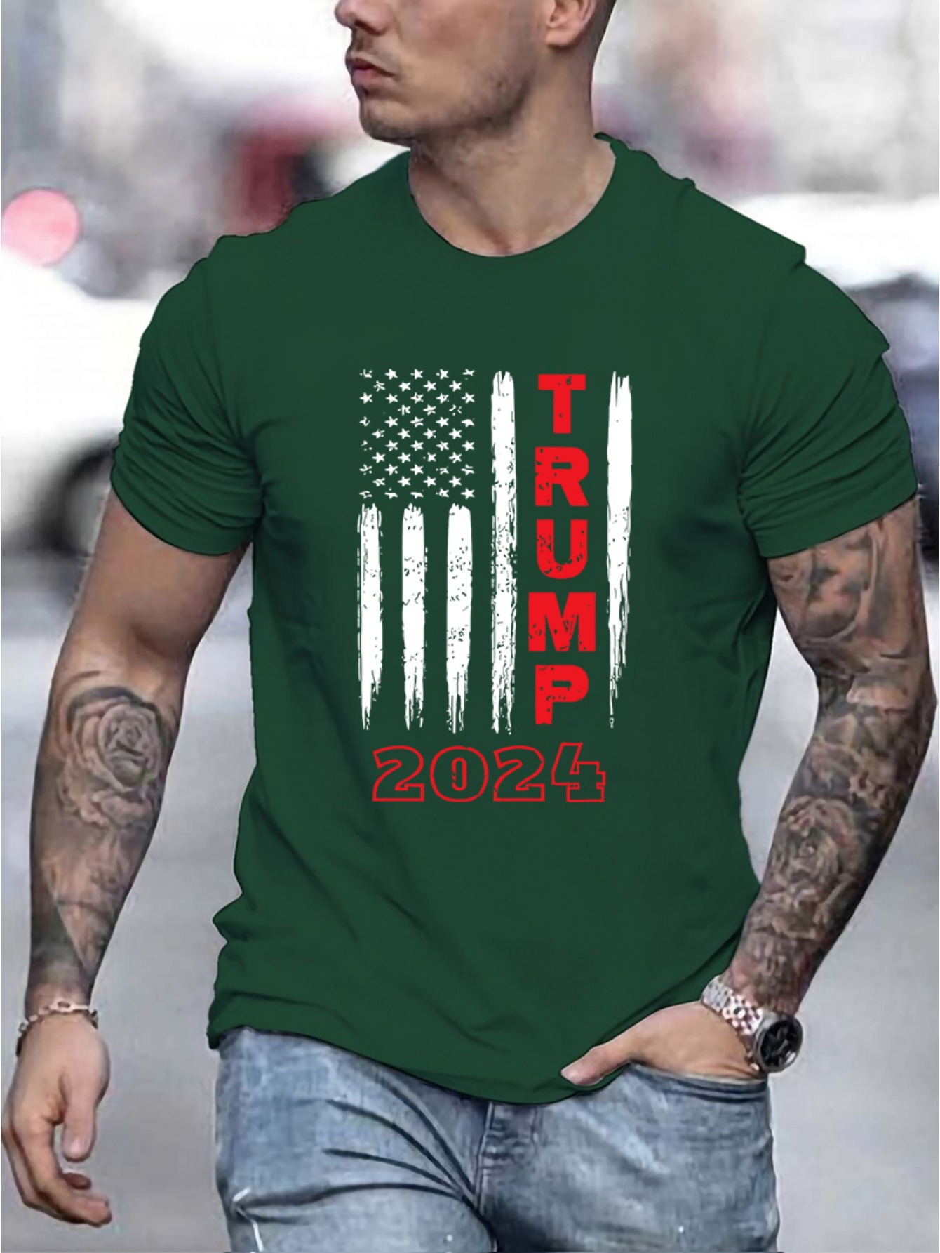 trump 2024 graphic print mens creative top casual short sleeve crew neck t shirt mens clothing for summer outdoor details 0