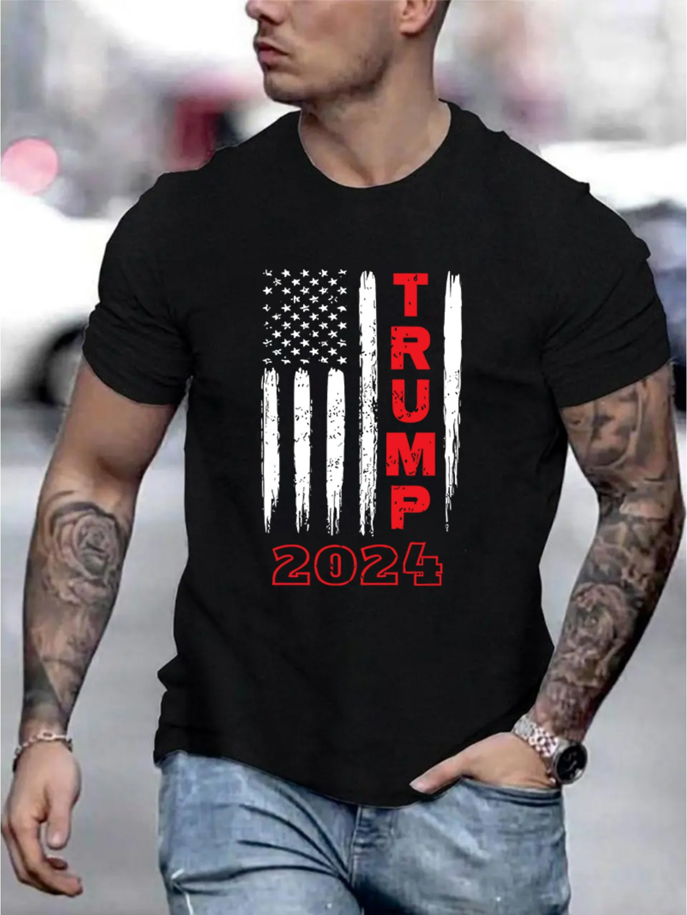 trump 2024 graphic print mens creative top casual short sleeve crew neck t shirt mens clothing for summer outdoor details 15